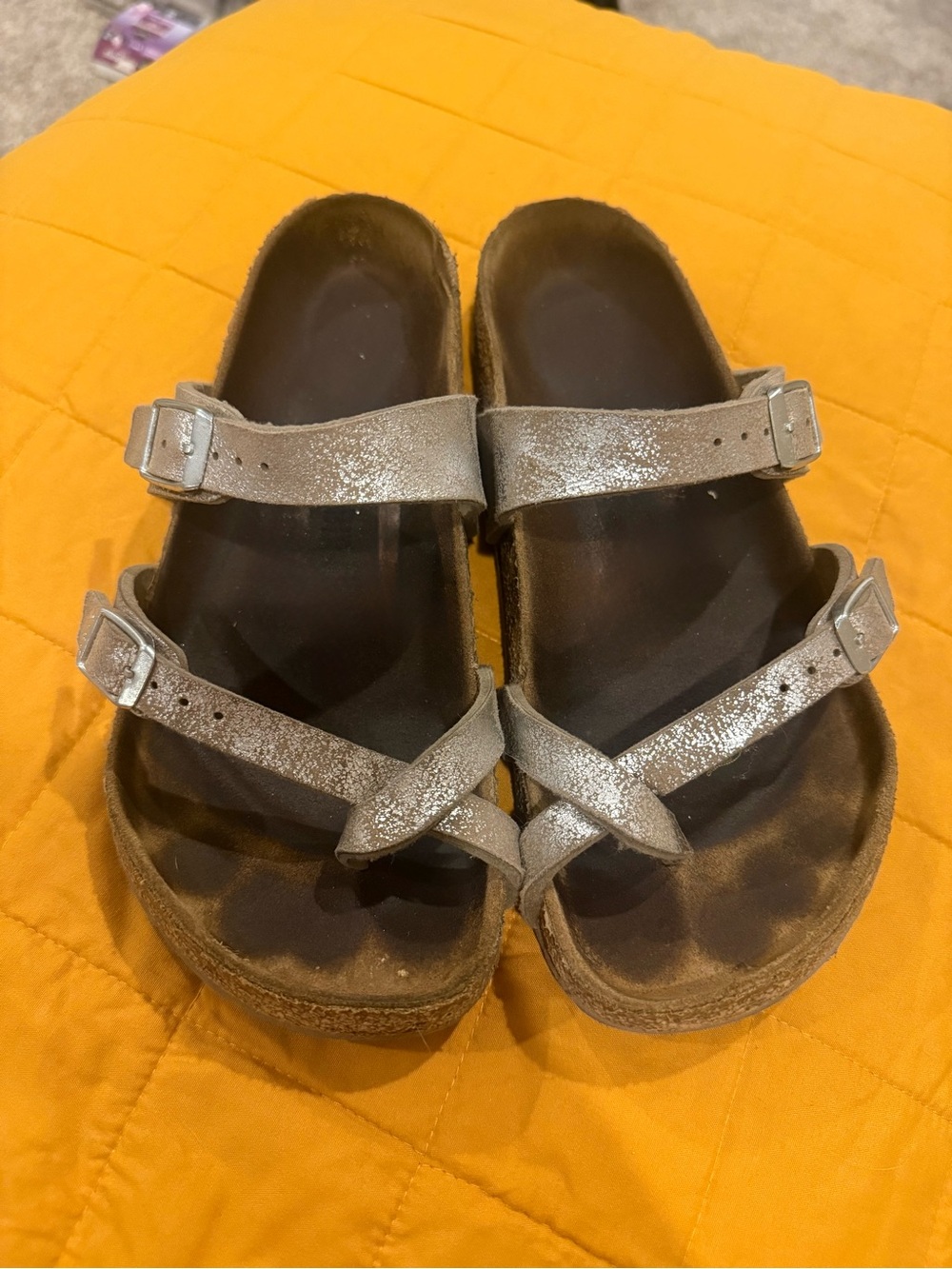 Antiqued silver Birkenstock Mayari